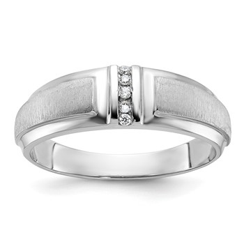IBGoodman 10k White Gold Men's Polished and Satin 3-Stone Ring Mounting