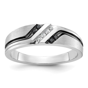 IBGoodman 14k White Gold Polished Satin and Grooved Men's Ring Mounting