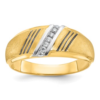 IB Goodman 14k Mens Polished Grooved and Satin 7-Stone Ring Mounting