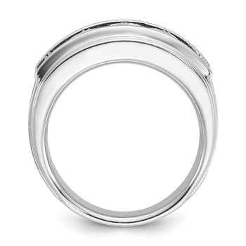 IBGoodman 14k White Gold Men's Polished Satin and Grooved 5-Stone Ring Mounting — alternate view