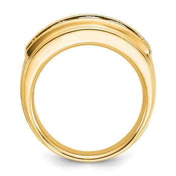 14k IBGoodman Men's Polished Satin & Grooved 5-Stone Ring Mounting — alternate view