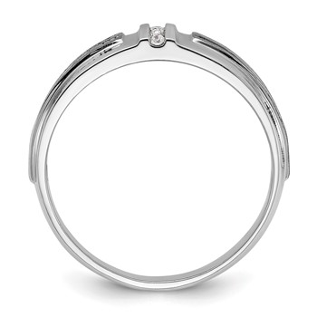 IBGoodman 14k White Gold Polished Satin and Grooved Five Stone Men's Ring Mounting — alternate view