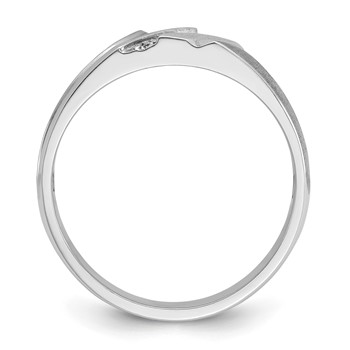 IBGoodman 14k White Gold Men's Polished Satin and Grooved 5-Stone Ring Mounting — alternate view