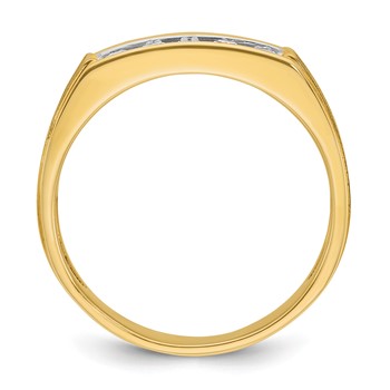IB Goodman 14k Mens Polished Satin and Grooved 2-Row Ring Mounting — alternate view