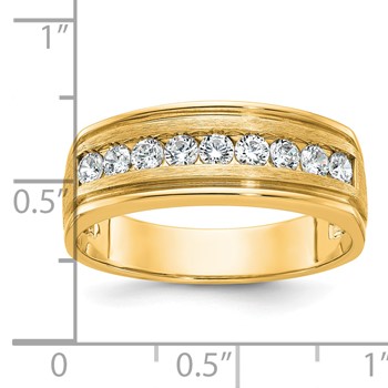 IBGoodman 14k Men's Polished Brushed and Grooved 9-Stone Ring Mounting — alternate view