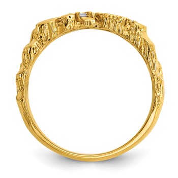 14k IBGoodman Men's Polished Nugget Textured Lab Grown Diamond VS+ F+ Ring — alternate view