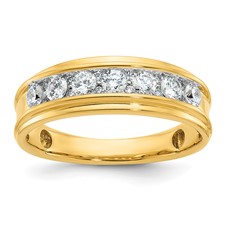 Image of IBGoodman 14k 7/8 carat Lab Grown Diamond VS/SI+ G+ Seven Stone Complete Polished Men's Ring