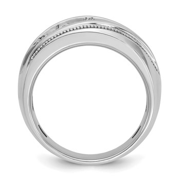 10k White Gold IBGoodman Men's Polished and Milgrain Ring Mounting — alternate view