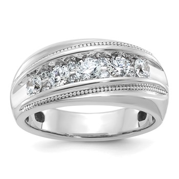 10k White Gold IBGoodman Men's Polished and Milgrain Ring Mounting