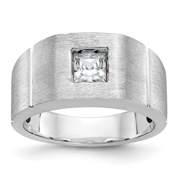 IB Goodman 14k White Gold Mens Polished and Satin Solitaire Ring Mounting