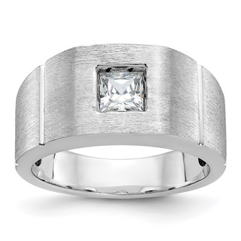 IBGoodman 14k White Gold 5/8 carat Lab Grown Diamond VS/SI+ G+ Complete Polished and Satin Men's Ring