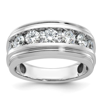 IB Goodman 14k White Gold Mens Polished and Grooved 7-Stone Ring Mounting