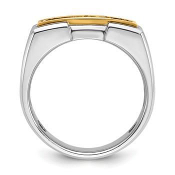 IBGoodman 14k Two-tone Men's Polished and Grooved 5-Stone Ring Mounting — alternate view