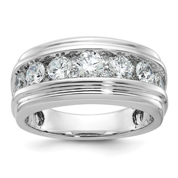 10k White Gold IBGoodman Men's Polished and Grooved Ring Mounting