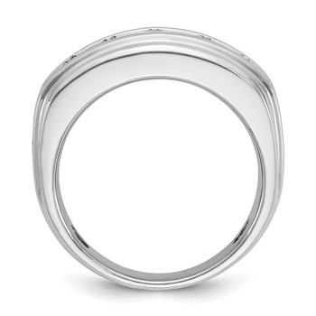 IB Goodman 14k White Gold Polished and Grooved Mens 7-stone Ring Mounting — alternate view