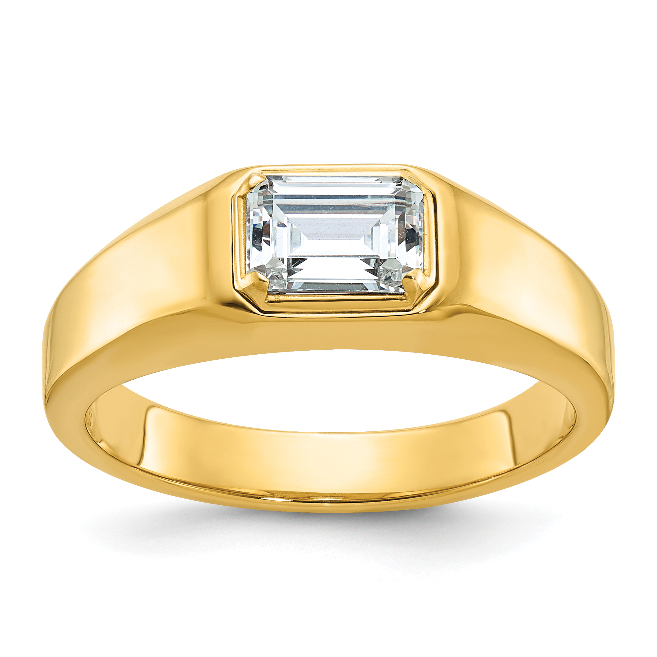 10k IBGoodman Men's Polished Emerald-cut Stone Ring Mounting