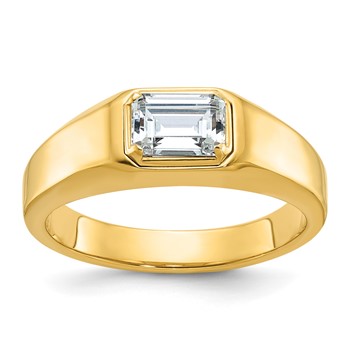 10k IBGoodman Men's Polished Emerald-cut Stone Ring Mounting
