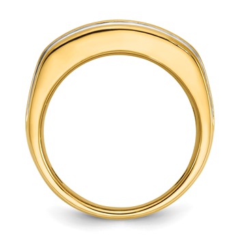 IBGoodman 14k with White Rhodium Men's Polished and Grooved 2-Row 2 Carat AA Quality Diamond Ring — alternate view