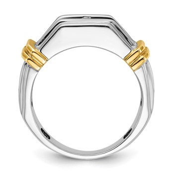 IBGoodman 14k Two-tone Five Stone Polished and Grooved Men's Ring Mounting — alternate view