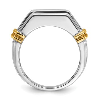 IBGoodman 14k Two-tone Men's Polished and Grooved 5-Stone Ring Mounting — alternate view