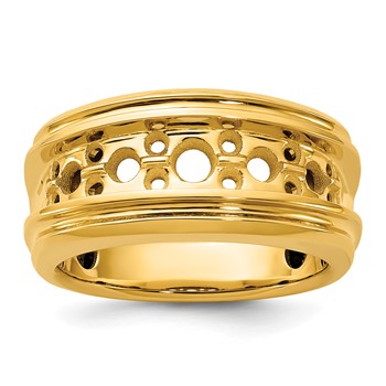 IB Goodman 14k Polished and Grooved Mens Channel Ring Mounting