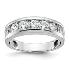Image of IBGoodman 14k White Gold 1 carat Lab Grown Diamond VS/SI+ G+ Seven Stone Complete Polished Men's Ring