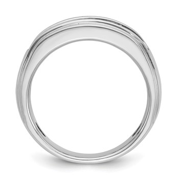 IBGoodman 14k White Gold Men's Polished and Grooved 5-Stone Ring Mounting — alternate view