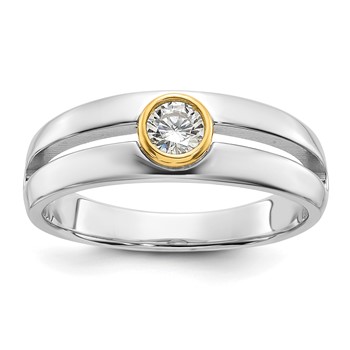 IBGoodman 14k Two-tone Men's Polished and Cut-Out Bezel Set Solitaire Ring Mounting