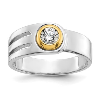 IBGoodman 14k Two-tone Men's Polished and Cut-Out Bezel Set Solitaire Ring Mounting