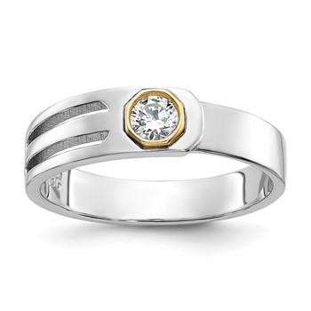 IBGoodman 14k Two-tone Men's Polished and Cut-Out Bezel Set Solitaire Ring Mounting
