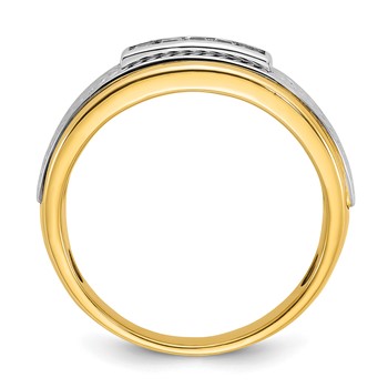 IBGoodman 14k Two-tone Men's Polished and Textured 5-Stone Ring Mounting — alternate view