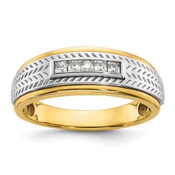 IBGoodman 14k Two-tone Men's Polished and Textured 5-Stone Ring Mounting