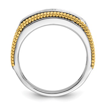 IBGoodman 14k Two-tone Men's Polished Satin and Textured 5-Stone Ring Mounting — alternate view