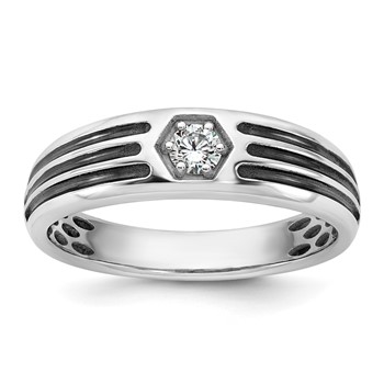 14kw w/Black Rhodium IB Goodman Mens Complete 1/6ct Diamond Ring