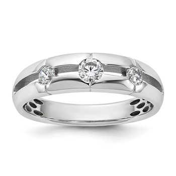 14kw IB Goodman Mens Polished 3-Stone Diamond Ring Mounting