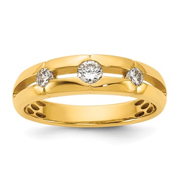 14ky IB Goodman Mens Polished 3-Stone Diamond Ring Mounting