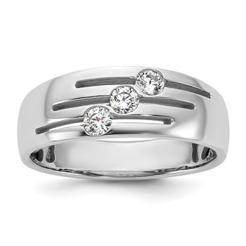 14kw IB Goodman Mens Polished 3-Stone Diamond Ring Mounting