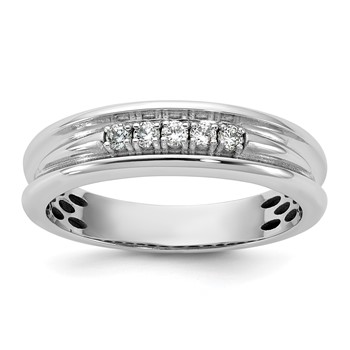 14kw IB Goodman Mens Polished Complete 5-Stone 1/6ct Diamond Ring