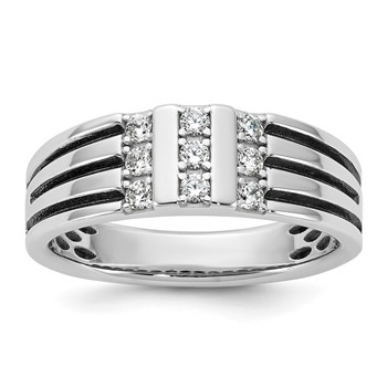 14kw w/Black Rhodium IB Goodman Mens Complete 1/3ct Diamond Ring