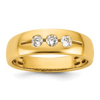 14ky IB Goodman Mens Polished 3-Stone Diamond Ring Mounting