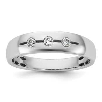 14kw IB Goodman Mens Polished Complete 3-Stone 1/6ct Diamond Ring