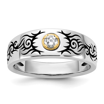 14ktt Antiqued IB Goodman Flame Design Mens Diamond Ring Mounting