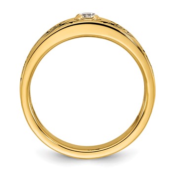 14ky Antiqued IB Goodman Flame Mens Complete 1/5ct Diamond Ring — alternate view