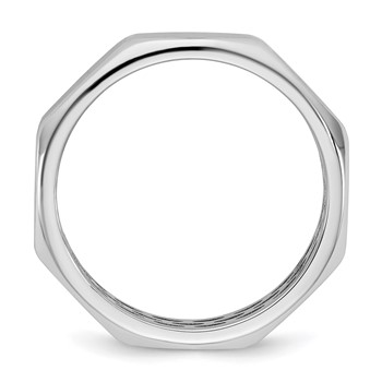 14k White Gold IB Goodman Mens Satin Octagonal 5.8mm Ring — alternate view