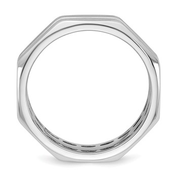 14k White Gold IB Goodman Mens Satin Octagonal 7.7mm Ring — alternate view