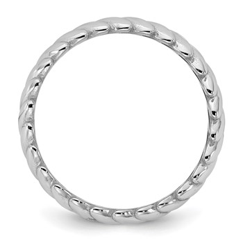 14k White Gold IB Goodman Mens Polished Twisted 6mm Ring — alternate view
