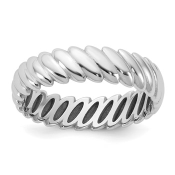 14k White Gold IB Goodman Mens Polished Twisted 6mm Ring