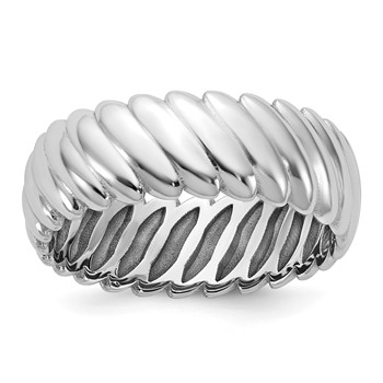 14k White Gold IB Goodman Mens Polished Twisted 7.7mm Ring