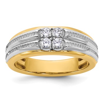 14ktt IB Goodman Mens Polished Complete 4-Stone 1/3ct Diamond Ring