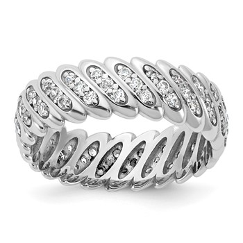 14k White Gold Polished Diamond Band Ring Mounting Size 6